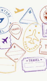 Travel stickers and badge set vector